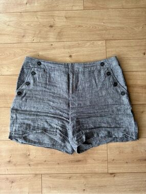 NC International Concepts 100% Linen Sailor Shorts Gray Blue Size 14